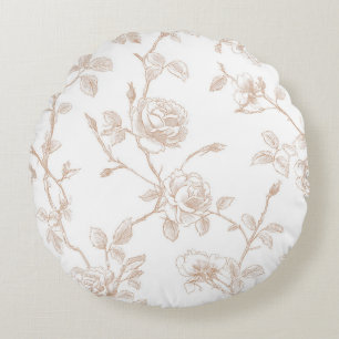 Coussins Ronds Chic Fleur Blanc Crème Joli
