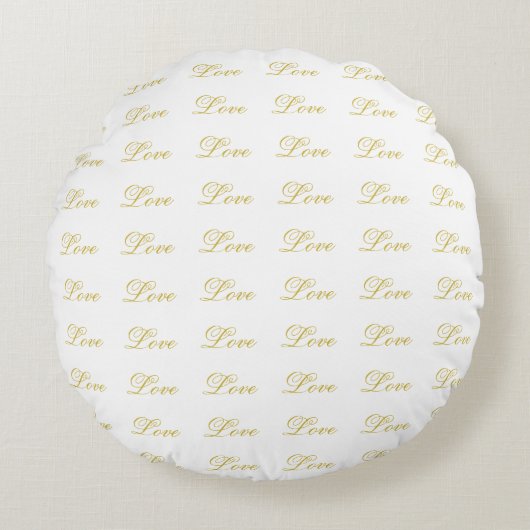 Coussins Ronds Chic Gold Script White Love Mariage Calligraphie (Devant)