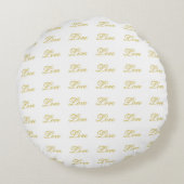 Coussins Ronds Chic Gold Script White Love Mariage Calligraphie (Dos)