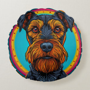 Coussins Ronds Chien avec un design d'arrière-plan circulaire vib