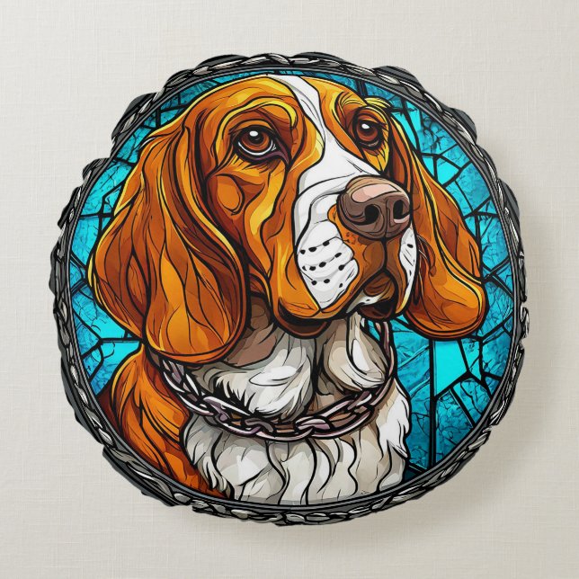 Coussins Ronds Chien Beagle mignon (Devant)