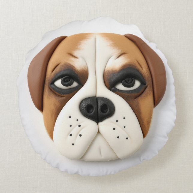 Coussins Ronds Chien Boxer Inspiré 3D  (Dos)