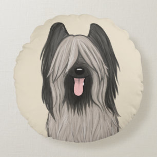 Coussins Ronds Chien caricaturé mignon Briard