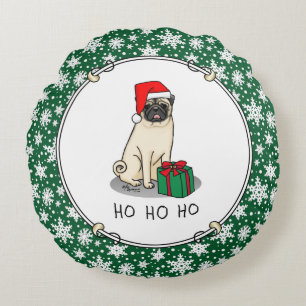 Coussins Ronds Chien Carlin de Noël de Noël de Père Noël (faon cl