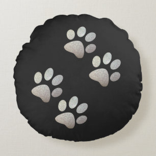 Coussins Ronds Chien d'amis patte d'argent étincelante