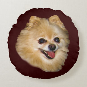 Coussins Ronds Chien de Pomeranian personnalisable