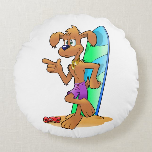COUSSINS RONDS CHIEN DE SURFER (Devant)