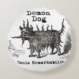 Coussins Ronds Chien Démon Vintage Drôle Mignon