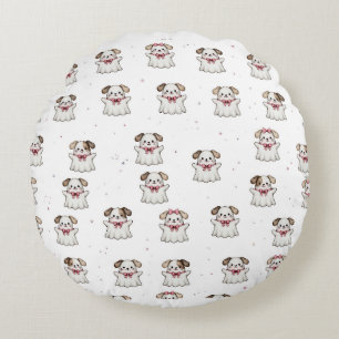 Coussins Ronds Chien fantôme mignon Bandana Halloween Nœud rose S