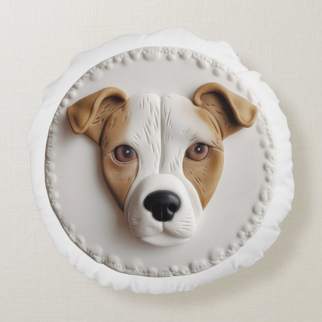 Coussins Ronds Chien Jack Russell Inspiré 3D  (Dos)