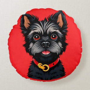 Coussins Ronds Chien Mignon Avec un Collier Coloré