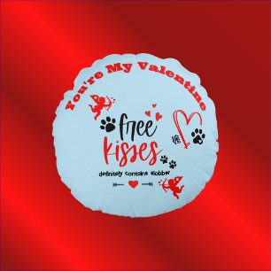 Coussins Ronds Chien Valentine - Baisers Gratuits Contient Défini