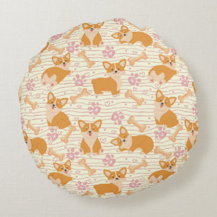 Coussins Ronds Chiens de corgi mignons