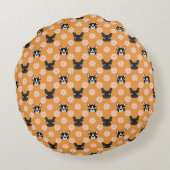 Coussins Ronds Chiens et fleurs Or (Dos)