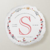 Coussins Ronds Chiffres de naissance de bébé cygne rose mignonne (Dos)