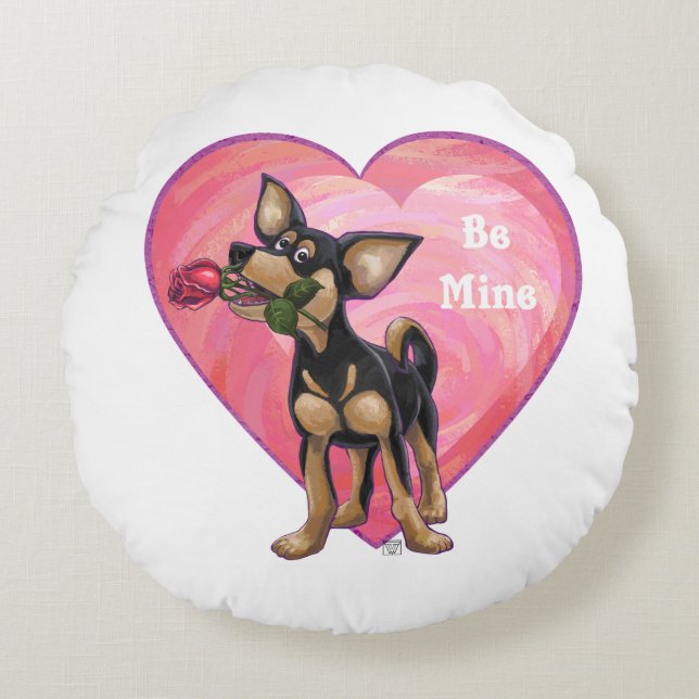 Coussins Ronds Chihuahua Saint-Valentin (Devant)