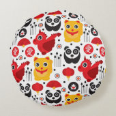 Coussins Ronds Chine lucky cat, dragon, and panda (Dos)