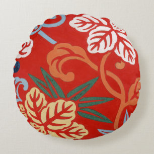 Coussins Ronds Chinoiserie Rouge Floral Hawaïen Kimono Japonais