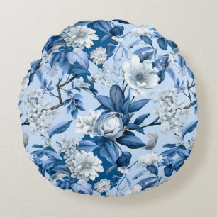 Coussins Ronds Chinoserie bleu et blanc Série Design 3