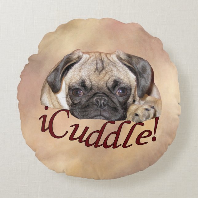Coussins Ronds Chiot adorable de carlin d'iCuddle (Devant)