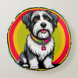 Coussins Ronds Chiot Animé Mignon avec Collier