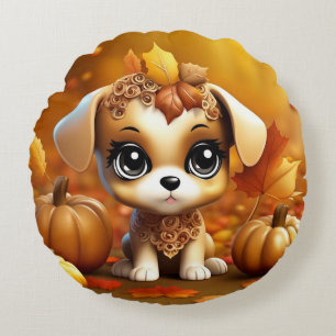 Coussins Ronds Chiot Citrouille d'automne