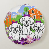 Coussins Ronds Chiots amusants (Dos)