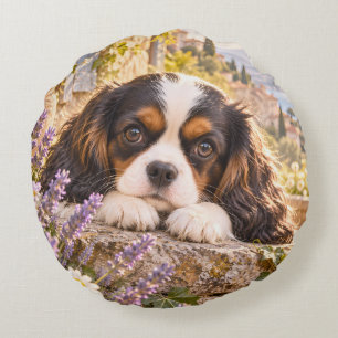 Coussins Ronds Chiots Cavalier King Charles Spaniel en Lavande Ga