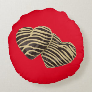Coussins Ronds Chocolat bonbons coeurs brun rouge amour romantiqu