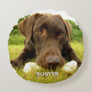 Coussins Ronds Chocolat Labrador Custom