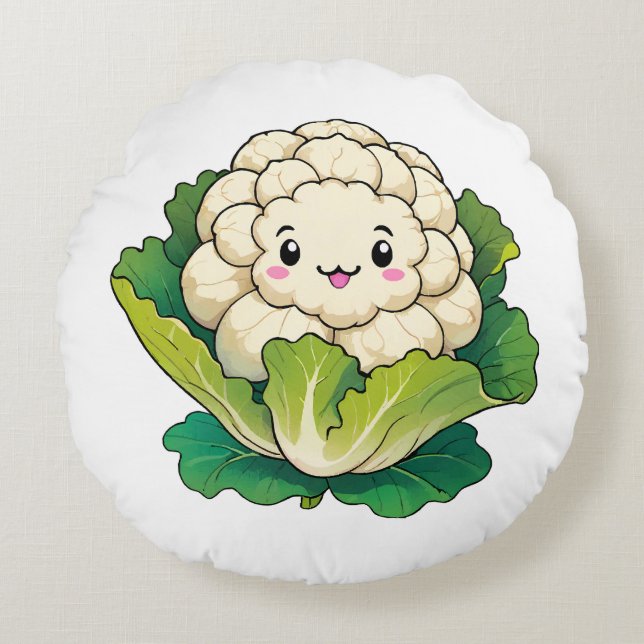 Coussins Ronds Chou-fleur Kawaii (Devant)