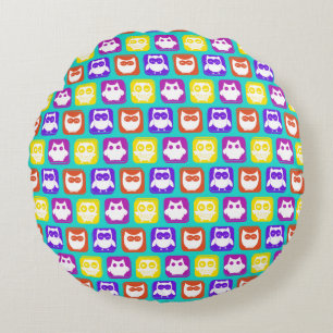 Coussins Ronds Chouette colorée Motif