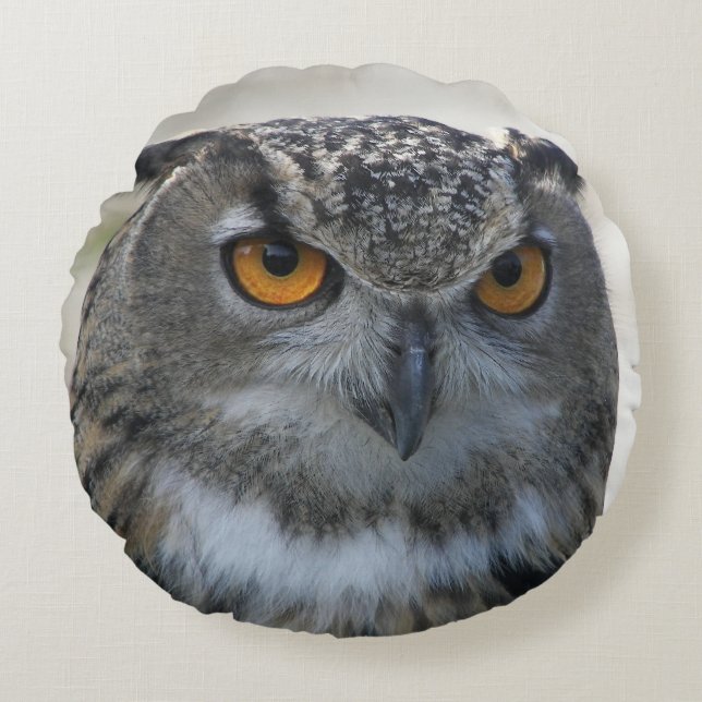 Coussins Ronds Chouette d'aigle eurasien aux yeux orange (Devant)