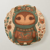 Coussins Ronds Chouette florale de mûre boho (Dos)