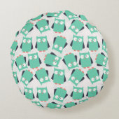 Coussins Ronds Chouettes lunaires turquoises (Dos)