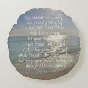 Coussins Ronds Chrétien de plage de vers de bible de paix de 4h13