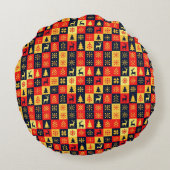 Coussins Ronds Christmas Checkerboard Pattern – Red & Yellow Tree (Dos)