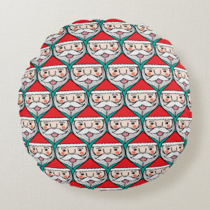Coussins Ronds Christmas cute santa claus smile face seamless pat