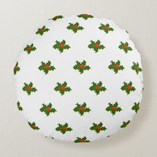 Coussins Ronds Christmas Holly Motif (Devant)