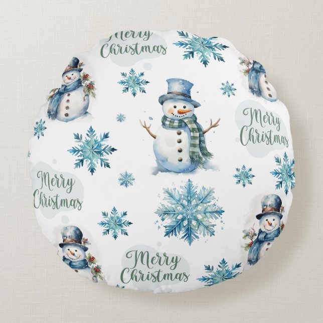 Coussins Ronds Christmas Snowman (Devant)