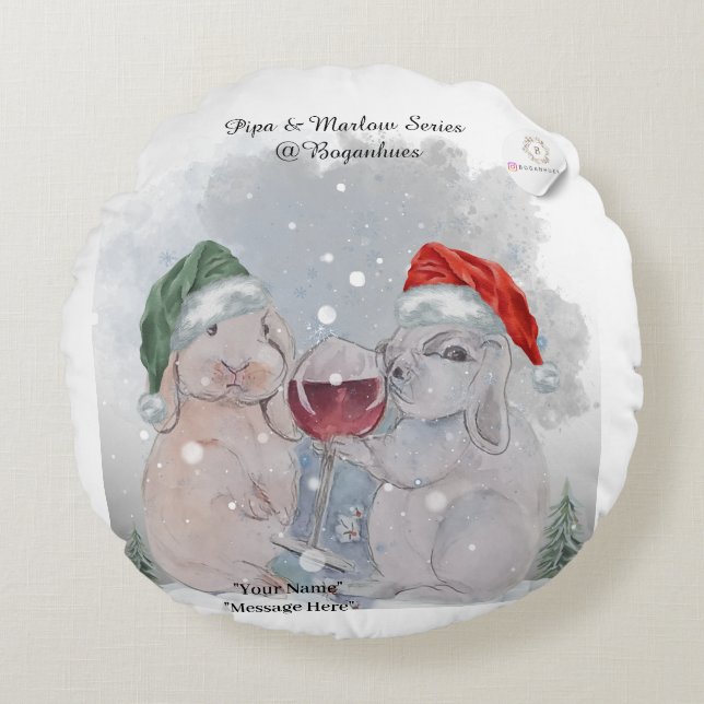 Coussins Ronds Christmas Theme Pipa & Marlow print (Devant)
