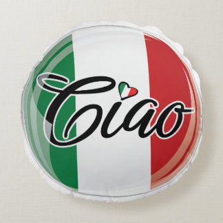 Coussins Ronds Ciao Italien Drapeau Design Coeur
