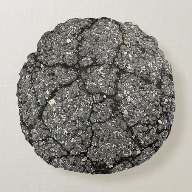 Coussins Ronds Ciment de pavage de rue d'asphalte noir (Devant)