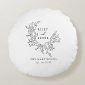 Coussins Ronds Cimier de Mariage Élégant Cadeau Personnalisé (Devant)