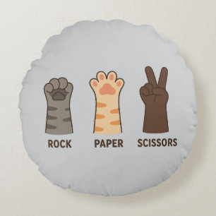 Coussins Ronds Ciseaux de papier roche de pattes de chat