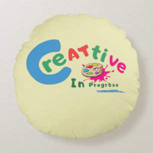 Coussins Ronds Citation artistique colorée Créatif en cours