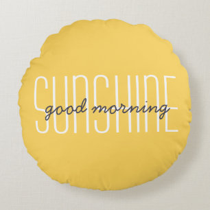 Coussins Ronds Citation Bonne Matinée Soleil Jaune Décoratif