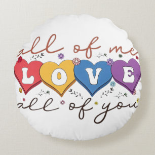 Coussins Ronds Citation d'amour de cœur coloré