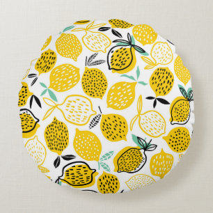 Coussins Ronds Citron Design été Illustration Vintage