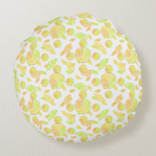 Coussins Ronds citron vert orange tranches fruits agrumes nature
